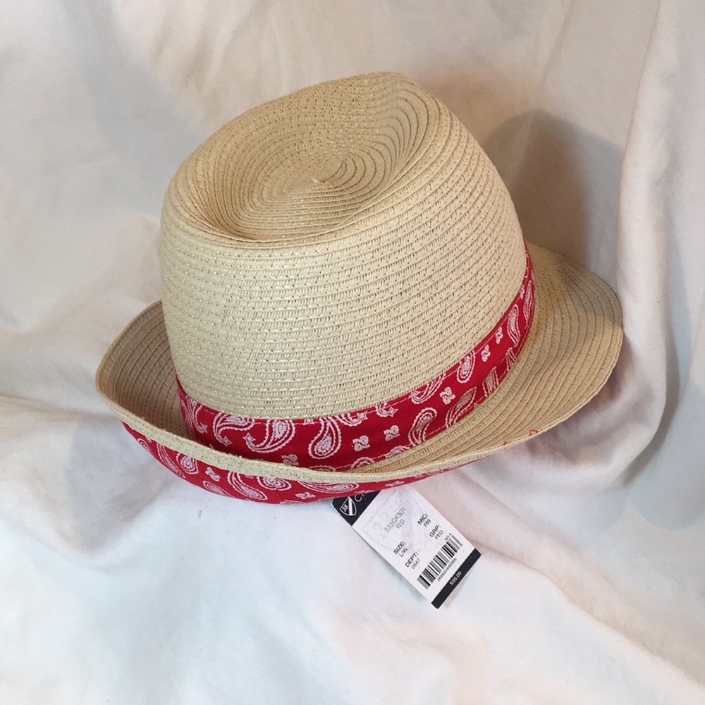 Cremieux unisex woven fedora, NWT, red headband and lining. - Picture 2 of 8